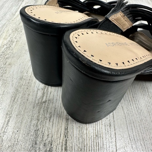 New Adrienne Vittadini Annalee Black Faux Leather Slip On Block Heel Sandal #211 - Picture 8 of 9